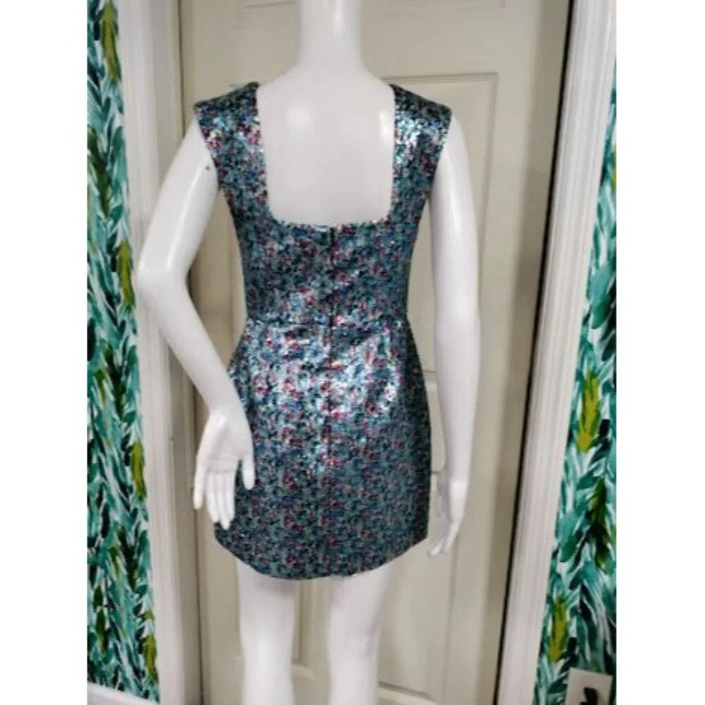 TOPSHOP Sequins Twee Homecomming NYE V-Neck Prom Glamour Mini Dress Size 6 - Picture 4 of 13